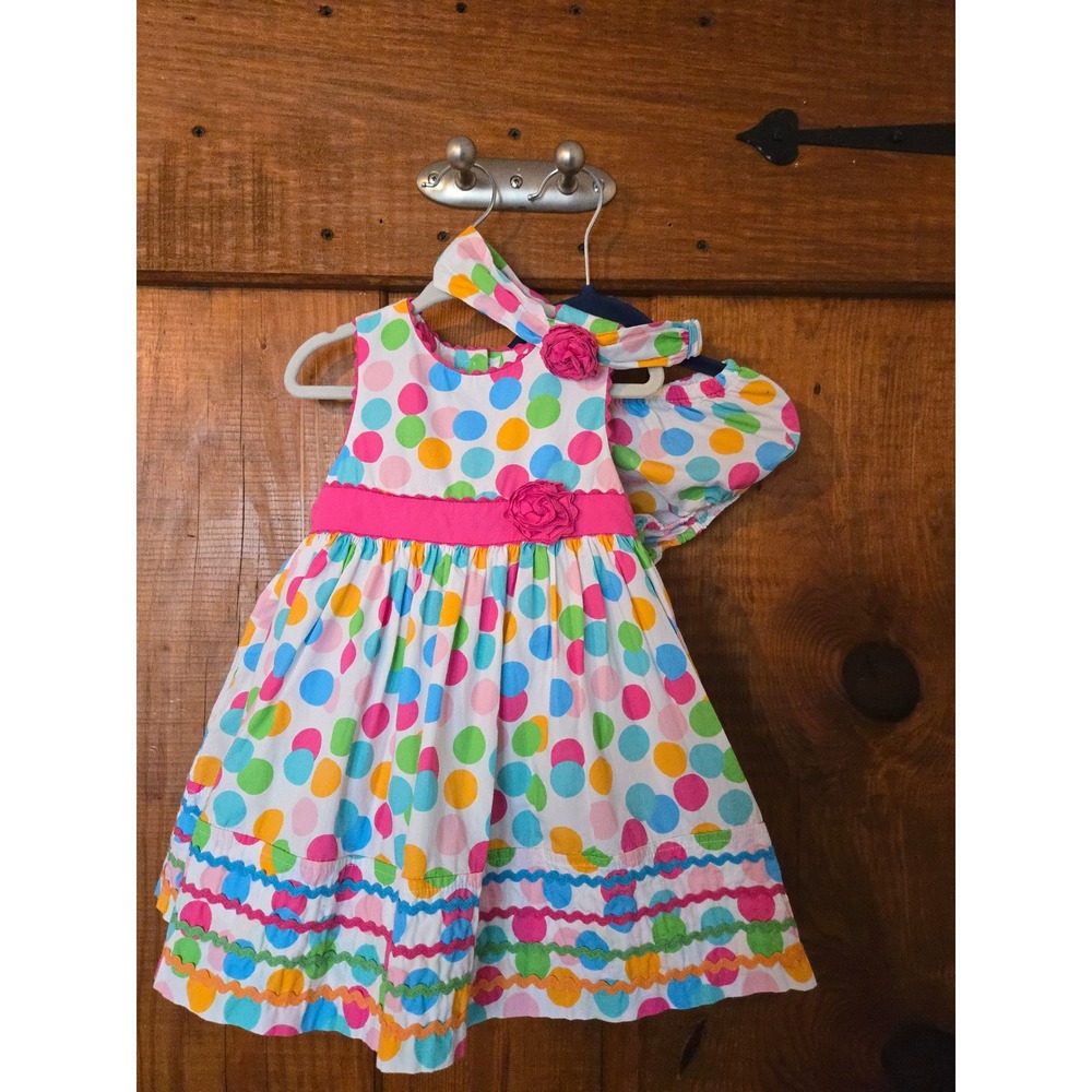 JILLIAN'S CLOSET Baby Girl Polka Dot Dress Set Headband Diaper Cover 18M
